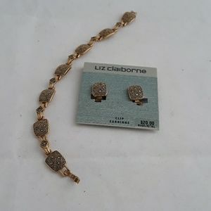 Liz Claiborne Goldtone Bracelet and Earrings